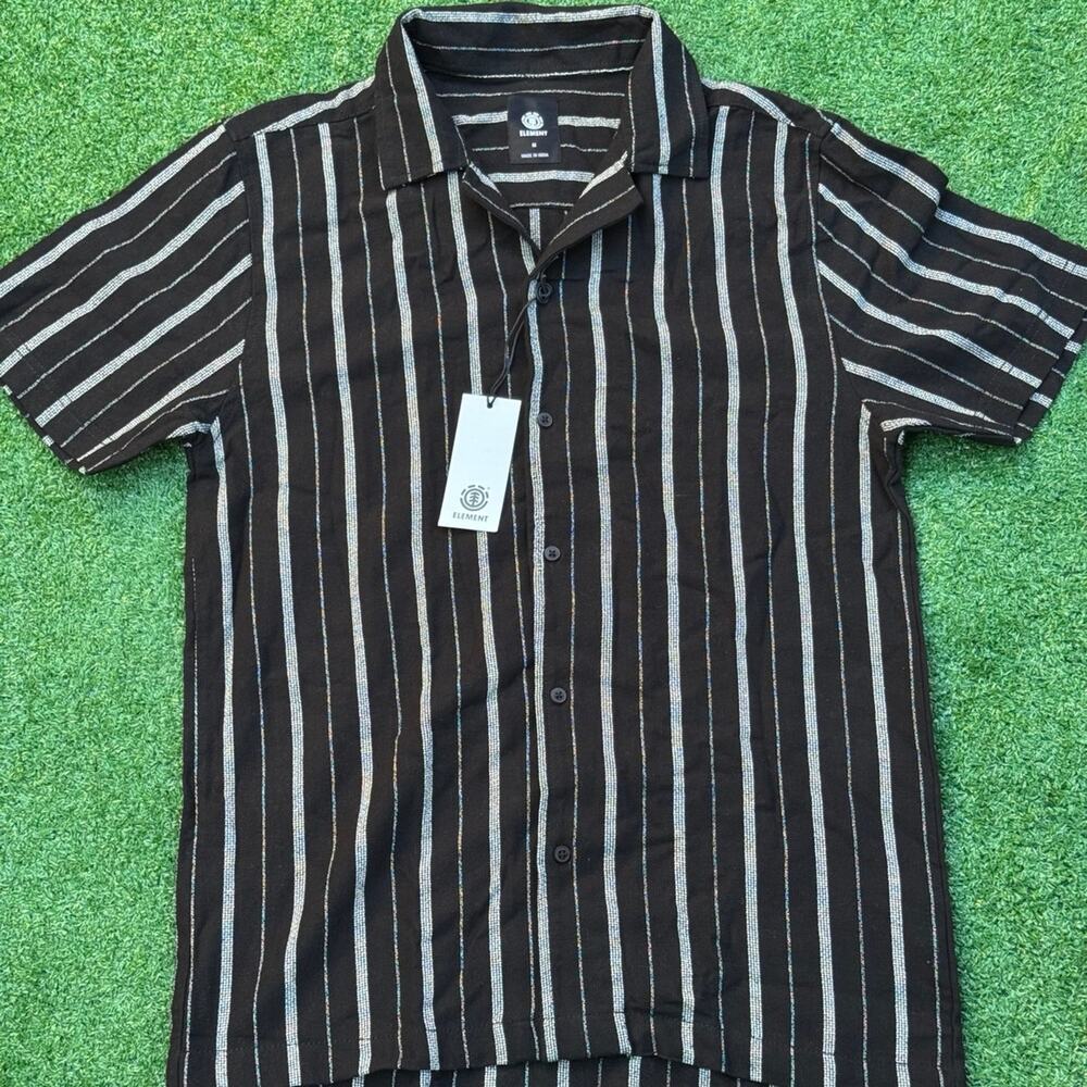 Element Black And White Stripe Collar T Shirt